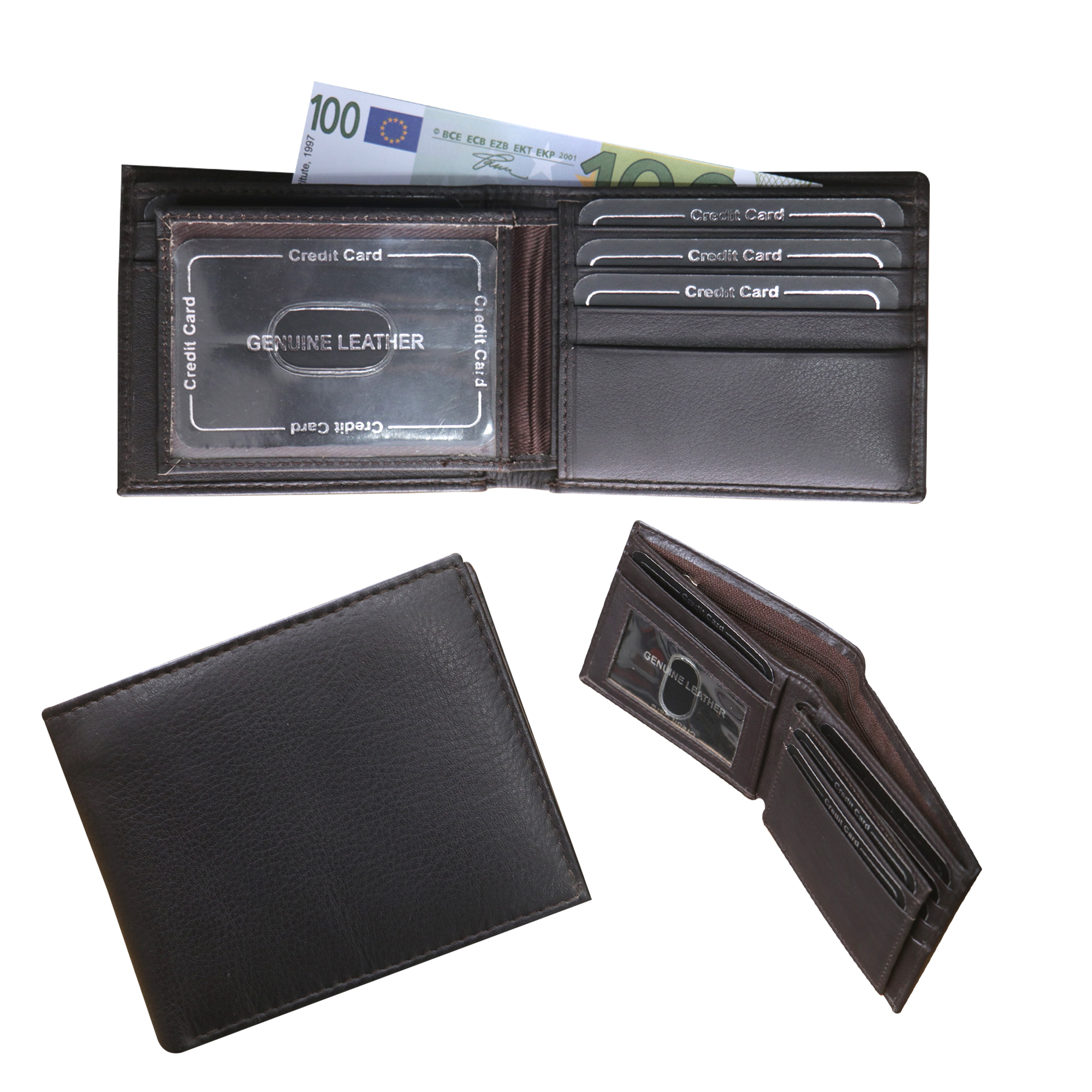 Executive Black Zippered Leather Wallet